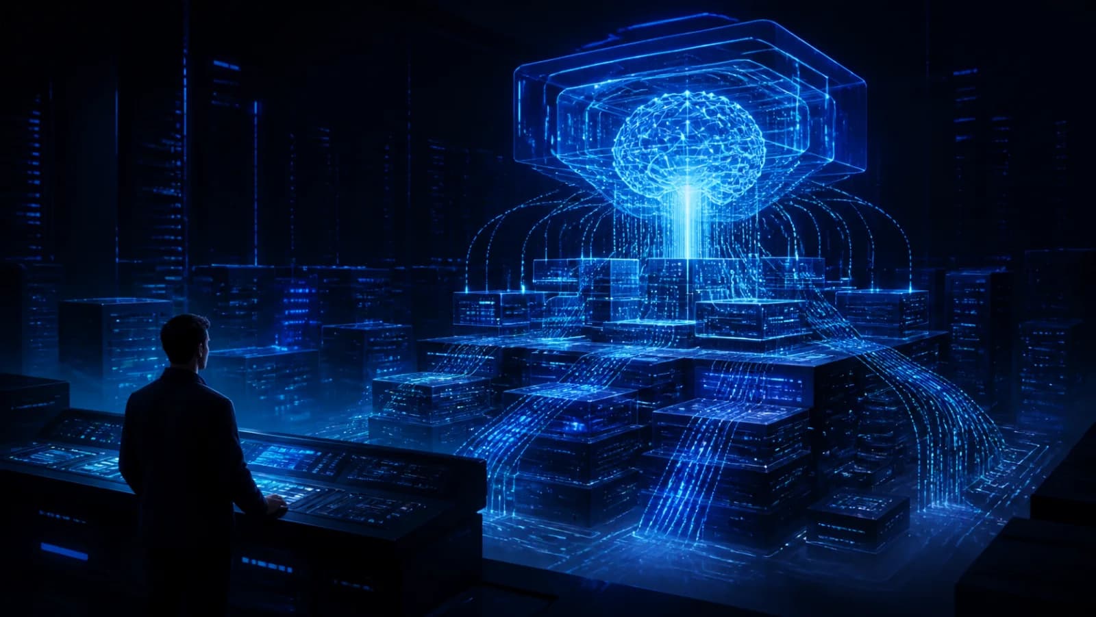 An engineer overseeing an AI system as it assembles a vast software infrastructure